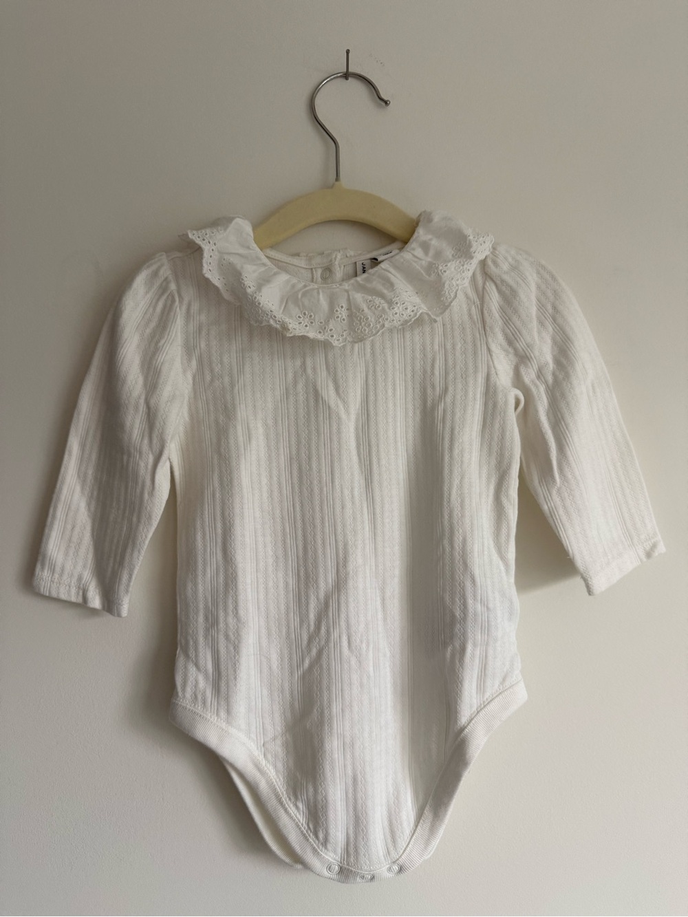 6-12m Janie and Jack White Eyelet Ruffle Collar Pointelle Cotton One-Piece